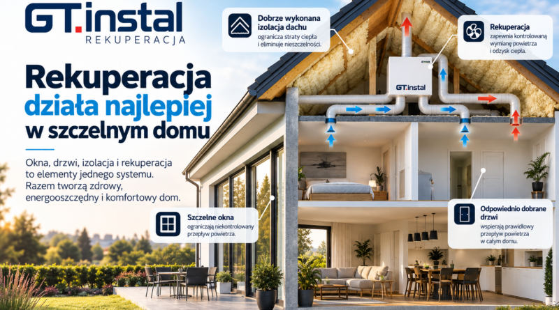 Rekuperacja a szczelność domu. Dlaczego okna, drzwi i izolacja mają znaczenie?